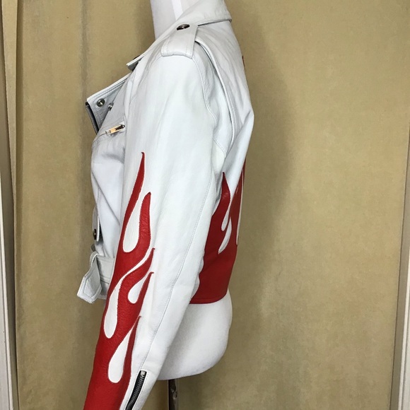 London Leatherwear NYC leather white/red women’s L - Picture 4 of 8